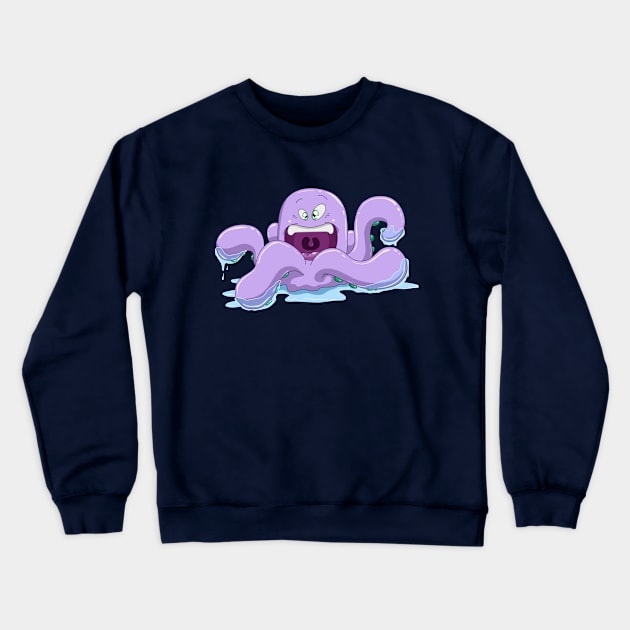 Purple Octopus With Water Crewneck Sweatshirt by LironPeer